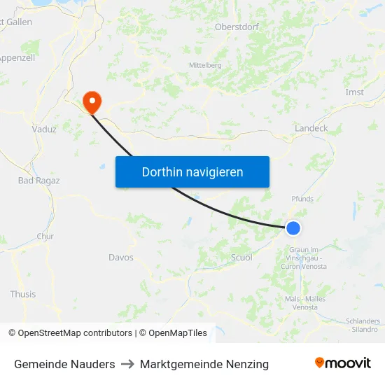 Gemeinde Nauders to Marktgemeinde Nenzing map