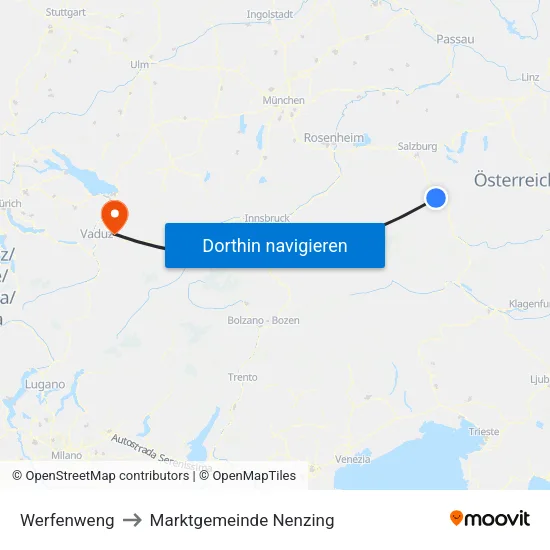Werfenweng to Marktgemeinde Nenzing map