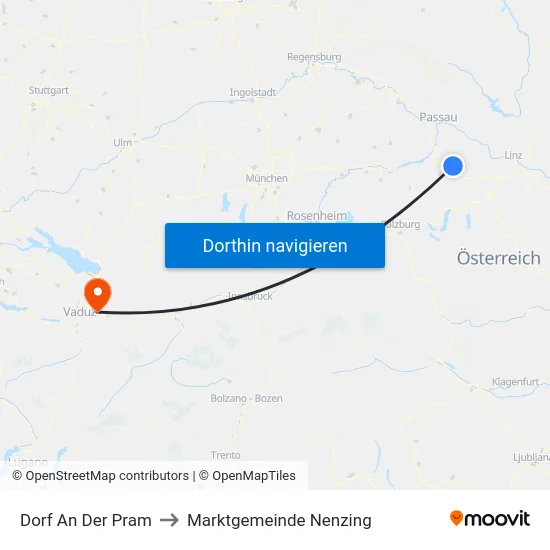 Dorf An Der Pram to Marktgemeinde Nenzing map