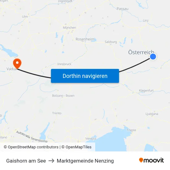 Gaishorn am See to Marktgemeinde Nenzing map