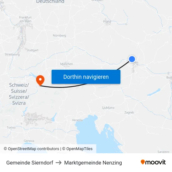 Gemeinde Sierndorf to Marktgemeinde Nenzing map