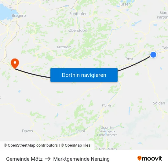 Gemeinde Mötz to Marktgemeinde Nenzing map