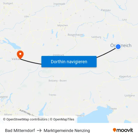 Bad Mitterndorf to Marktgemeinde Nenzing map