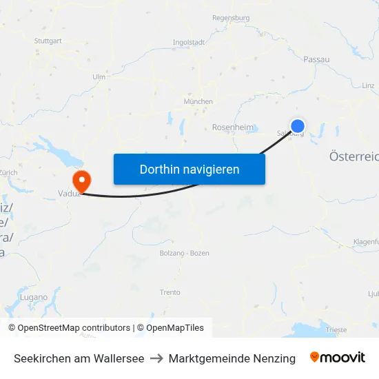 Seekirchen am Wallersee to Marktgemeinde Nenzing map