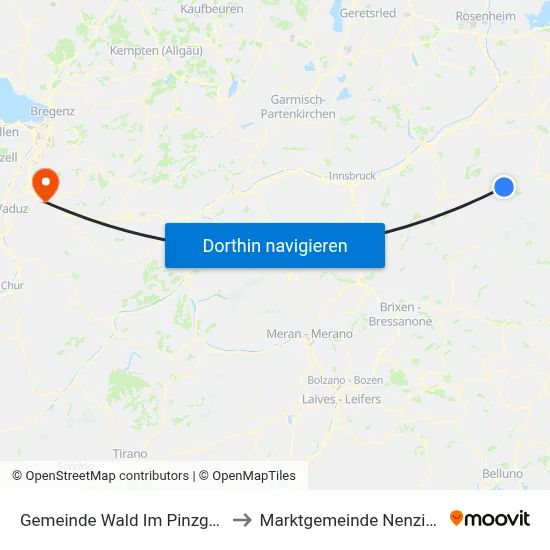 Gemeinde Wald Im Pinzgau to Marktgemeinde Nenzing map