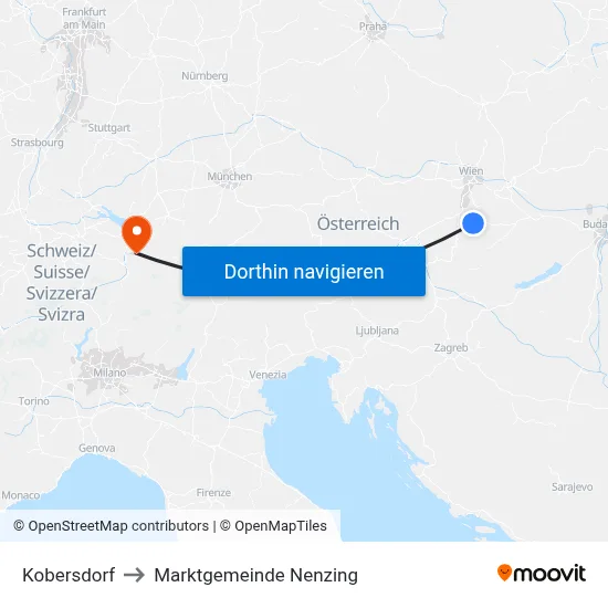 Kobersdorf to Marktgemeinde Nenzing map