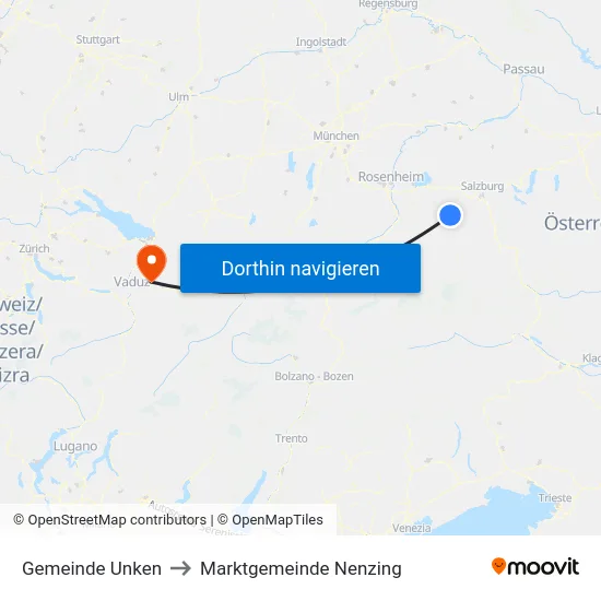 Gemeinde Unken to Marktgemeinde Nenzing map