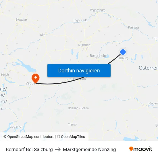 Berndorf Bei Salzburg to Marktgemeinde Nenzing map