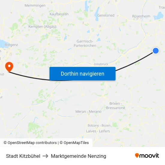 Stadt Kitzbühel to Marktgemeinde Nenzing map