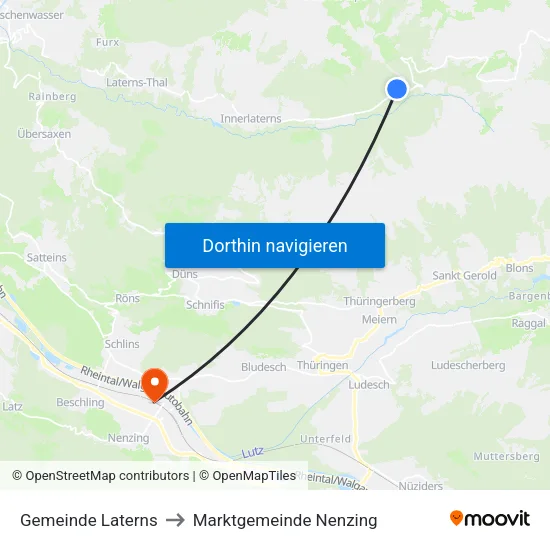 Gemeinde Laterns to Marktgemeinde Nenzing map