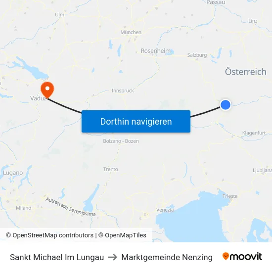 Sankt Michael Im Lungau to Marktgemeinde Nenzing map