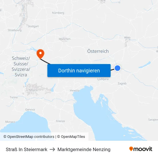 Straß In Steiermark to Marktgemeinde Nenzing map