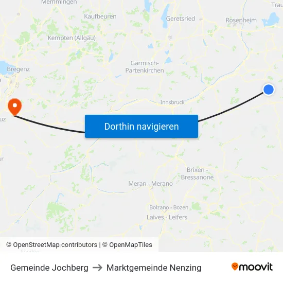 Gemeinde Jochberg to Marktgemeinde Nenzing map