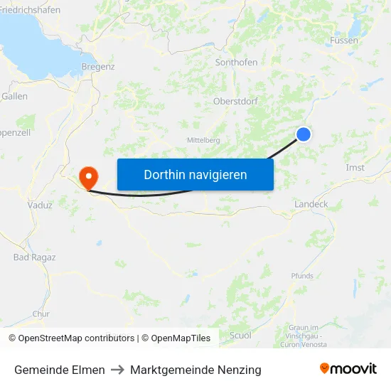 Gemeinde Elmen to Marktgemeinde Nenzing map
