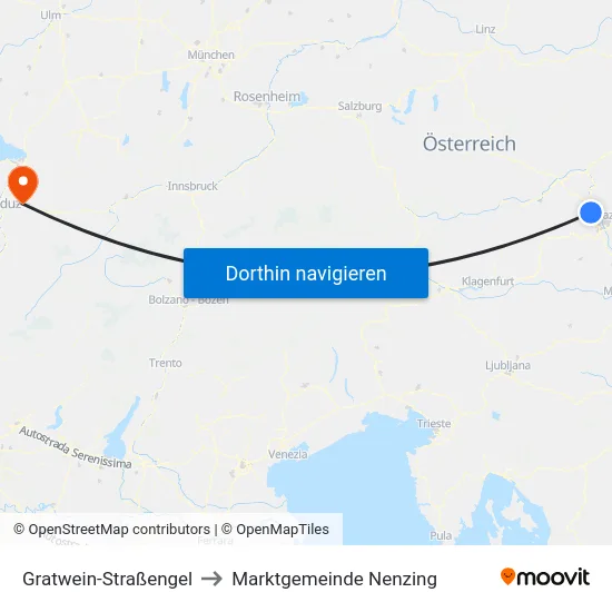 Gratwein-Straßengel to Marktgemeinde Nenzing map