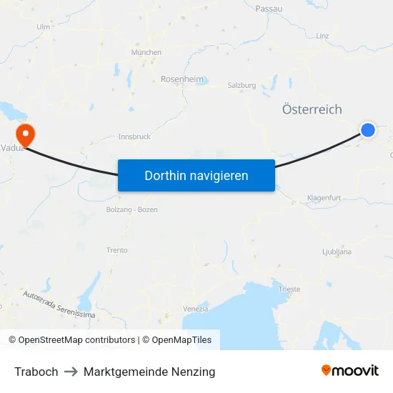 Traboch to Marktgemeinde Nenzing map