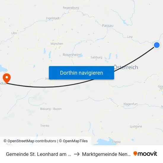 Gemeinde St. Leonhard am Forst to Marktgemeinde Nenzing map