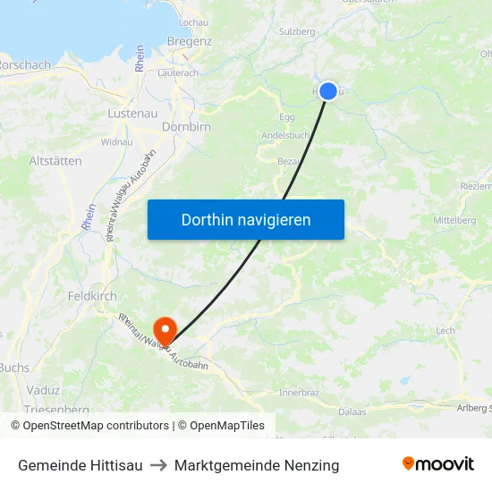 Gemeinde Hittisau to Marktgemeinde Nenzing map