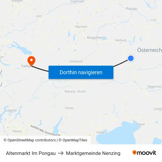 Altenmarkt Im Pongau to Marktgemeinde Nenzing map
