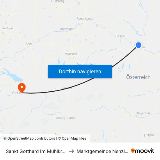 Sankt Gotthard Im Mühlkreis to Marktgemeinde Nenzing map