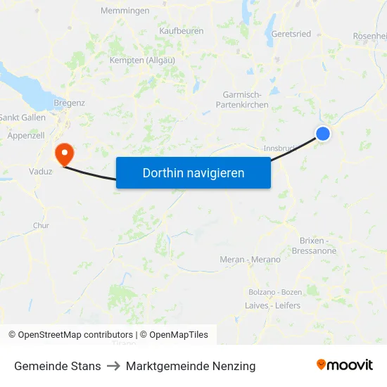 Gemeinde Stans to Marktgemeinde Nenzing map