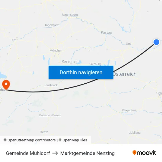 Gemeinde Mühldorf to Marktgemeinde Nenzing map