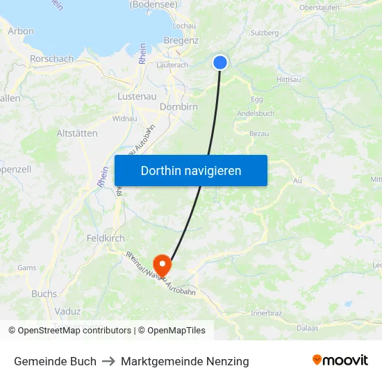Gemeinde Buch to Marktgemeinde Nenzing map