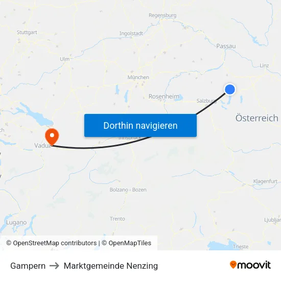 Gampern to Marktgemeinde Nenzing map