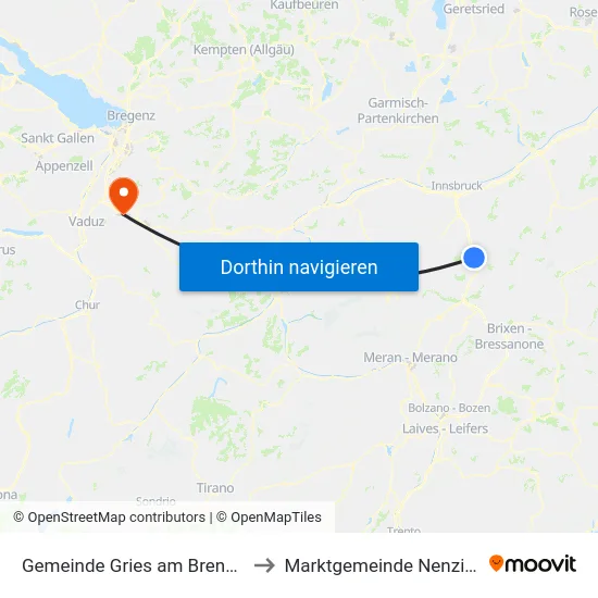 Gemeinde Gries am Brenner to Marktgemeinde Nenzing map