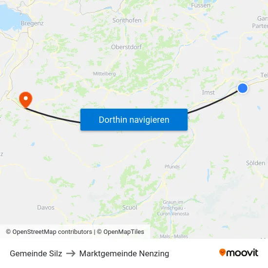 Gemeinde Silz to Marktgemeinde Nenzing map
