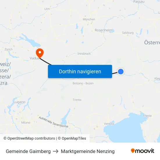 Gemeinde Gaimberg to Marktgemeinde Nenzing map