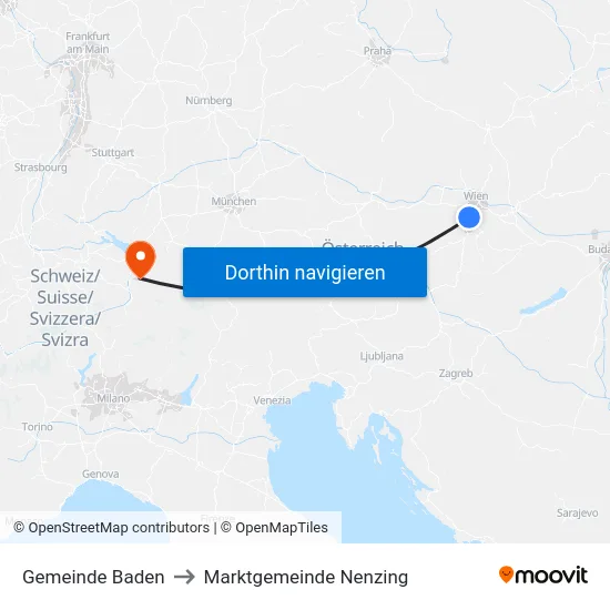 Gemeinde Baden to Marktgemeinde Nenzing map