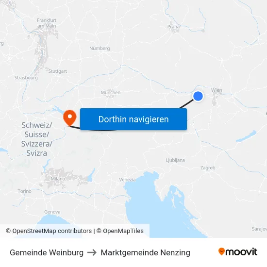 Gemeinde Weinburg to Marktgemeinde Nenzing map
