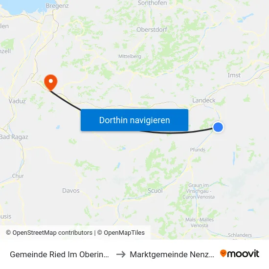 Gemeinde Ried Im Oberinntal to Marktgemeinde Nenzing map