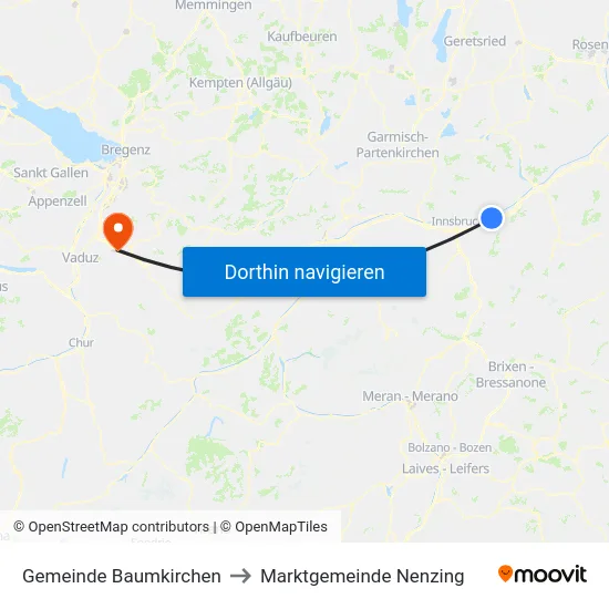 Gemeinde Baumkirchen to Marktgemeinde Nenzing map