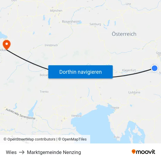 Wies to Marktgemeinde Nenzing map