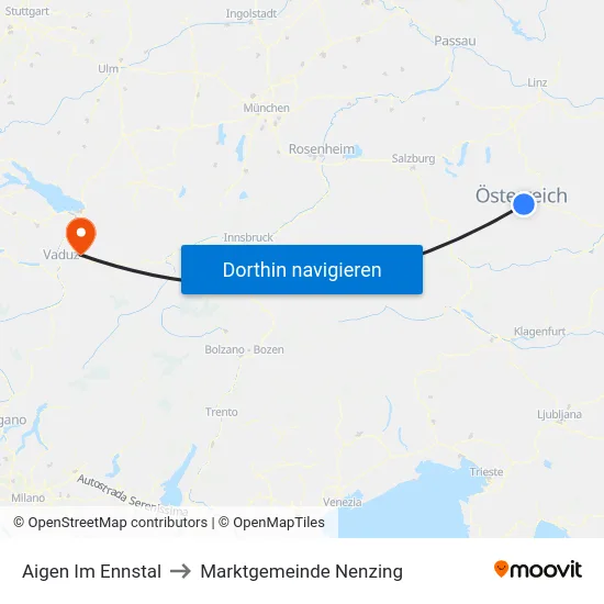 Aigen Im Ennstal to Marktgemeinde Nenzing map