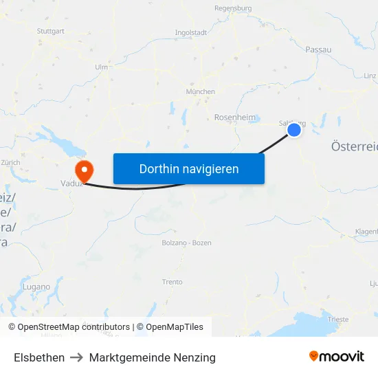 Elsbethen to Marktgemeinde Nenzing map