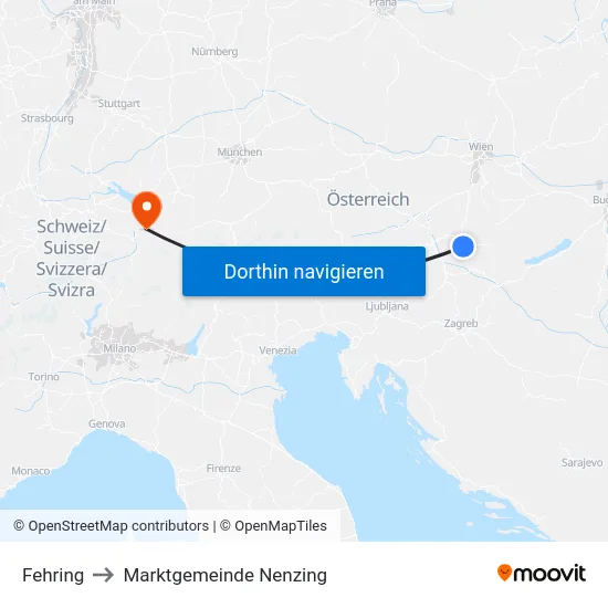 Fehring to Marktgemeinde Nenzing map