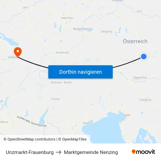 Unzmarkt-Frauenburg to Marktgemeinde Nenzing map