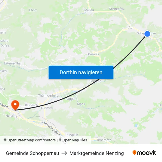Gemeinde Schoppernau to Marktgemeinde Nenzing map