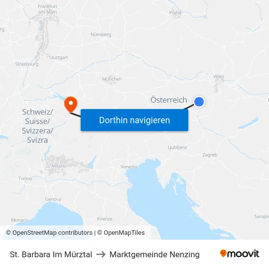 St. Barbara Im Mürztal to Marktgemeinde Nenzing map
