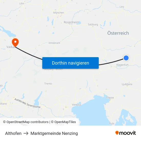 Althofen to Marktgemeinde Nenzing map