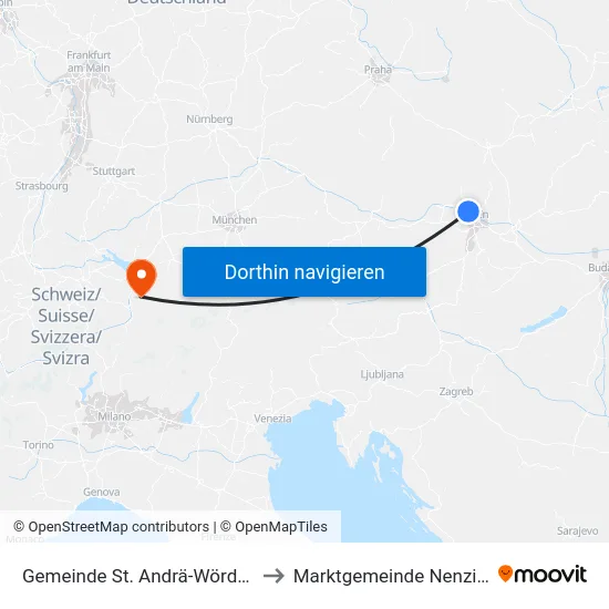 Gemeinde St. Andrä-Wördern to Marktgemeinde Nenzing map