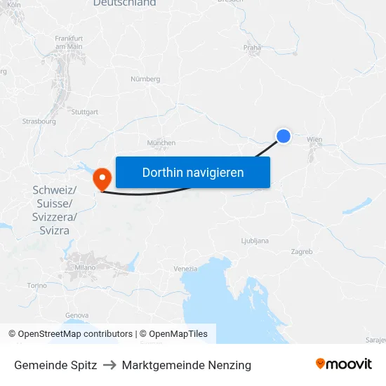 Gemeinde Spitz to Marktgemeinde Nenzing map
