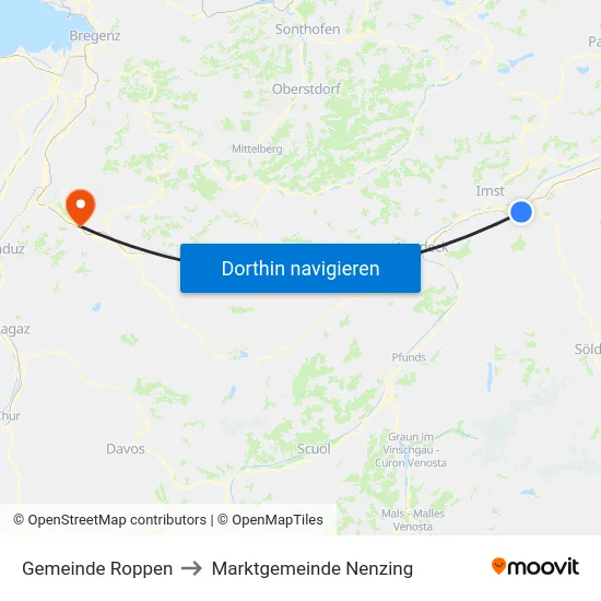 Gemeinde Roppen to Marktgemeinde Nenzing map