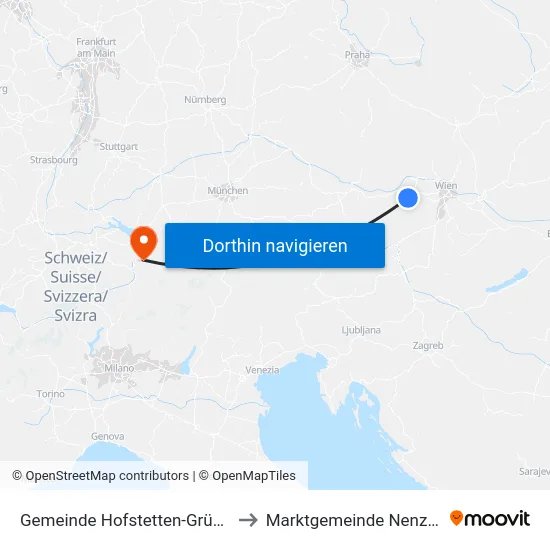 Gemeinde Hofstetten-Grünau to Marktgemeinde Nenzing map