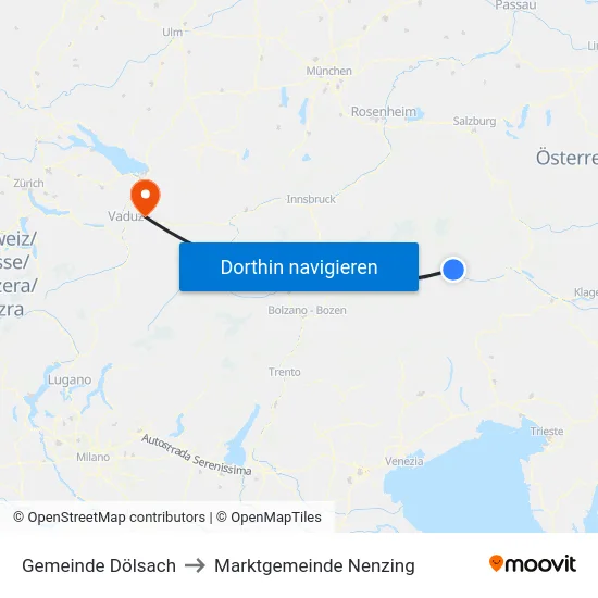 Gemeinde Dölsach to Marktgemeinde Nenzing map