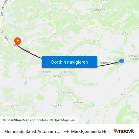 Gemeinde Sankt Anton am Arlberg to Marktgemeinde Nenzing map