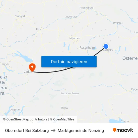 Oberndorf Bei Salzburg to Marktgemeinde Nenzing map